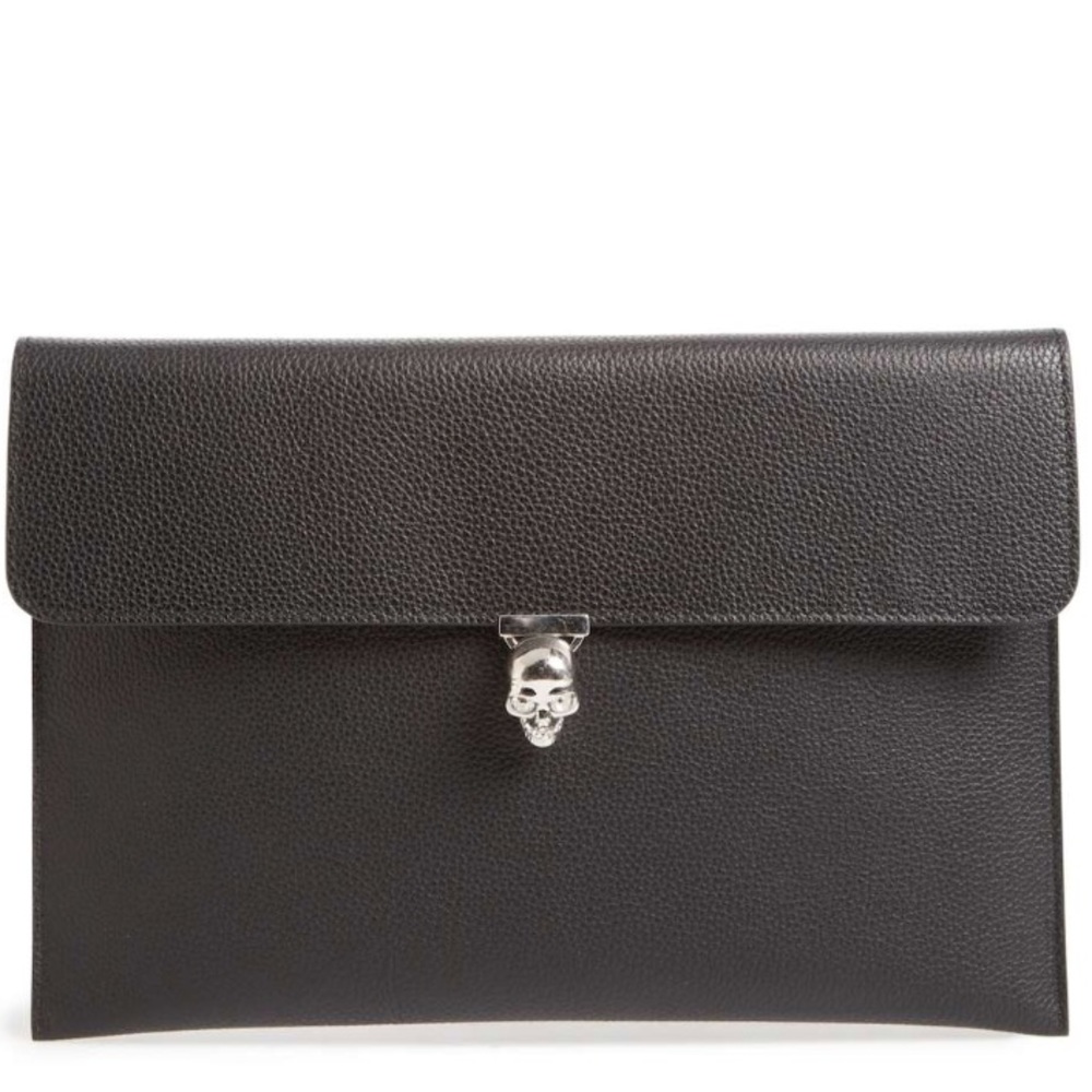 - Alexander Mcqueen Calfskin Skull Envelope Clutch